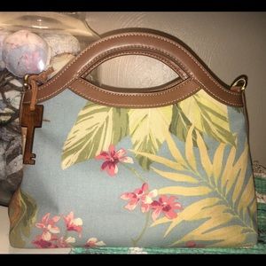 Fossil handbag. Canvas tropical print